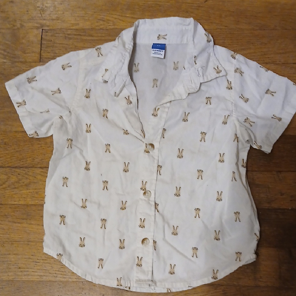 Kids Bunny Print Shirt - White